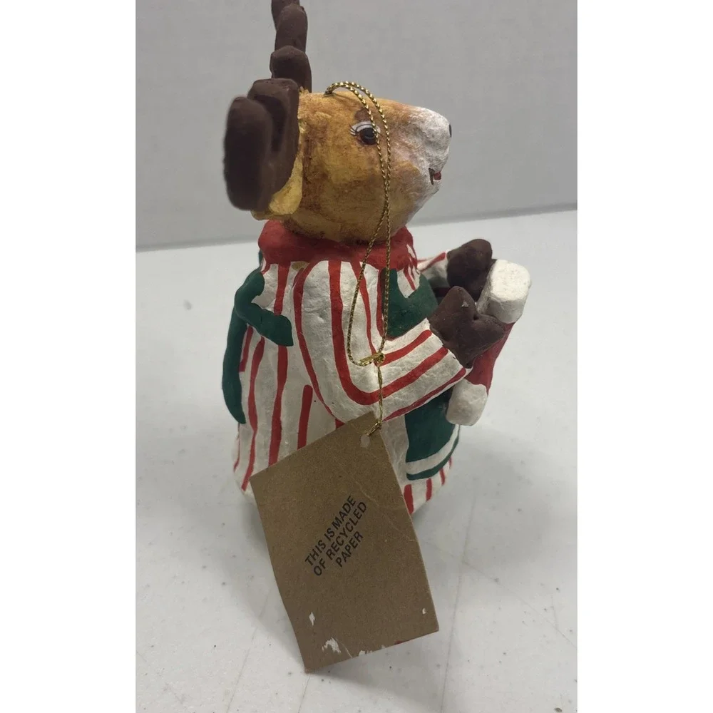 Vtg Paper Mache Christmas‎ Moose Ornament 5 1/2
